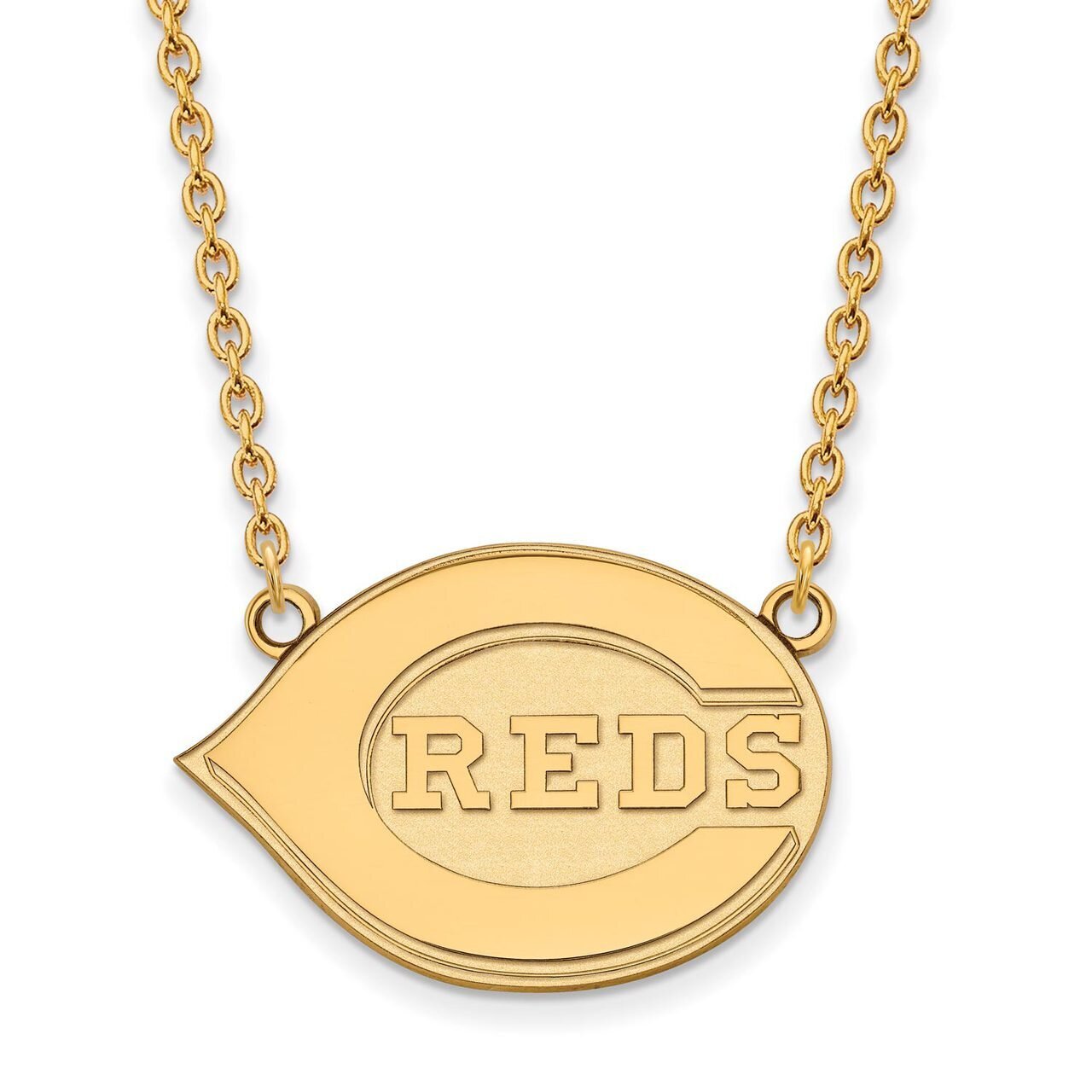 Cincinnati Reds Large Pendant with Chain Necklace 10k Yellow Gold 1Y010RDS-18