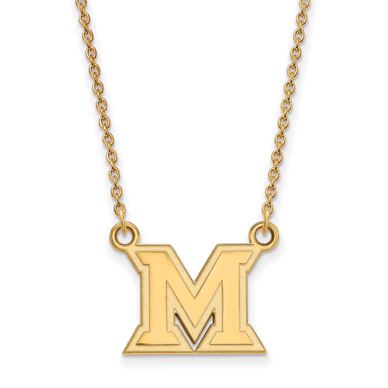 Miami University Small Pendant with Chain Necklace 10k Yellow Gold 1Y011MU-18