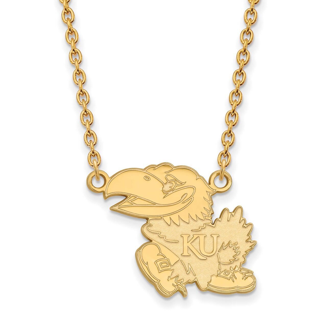 University of Kansas Large Pendant with Chain Necklace 10k Yellow Gold 1Y012UKS-18