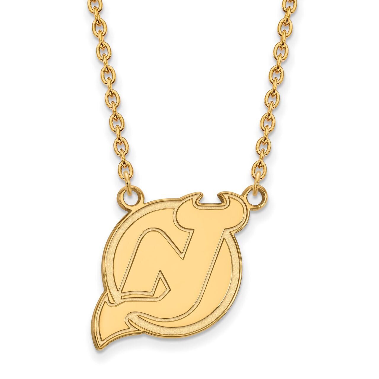 New Jersey Devils Large Pendant with Chain Necklace 10k Yellow Gold 1Y014DVL-18