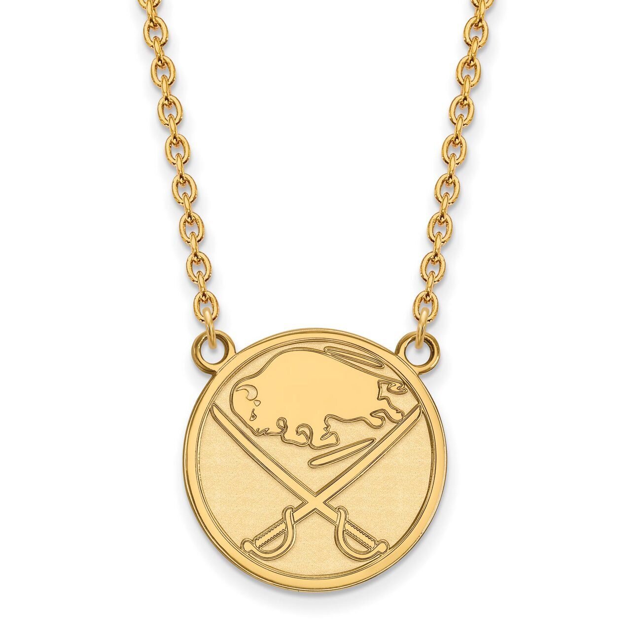 Buffalo Sabres Large Pendant with Chain Necklace 10k Yellow Gold 1Y014SAB-18
