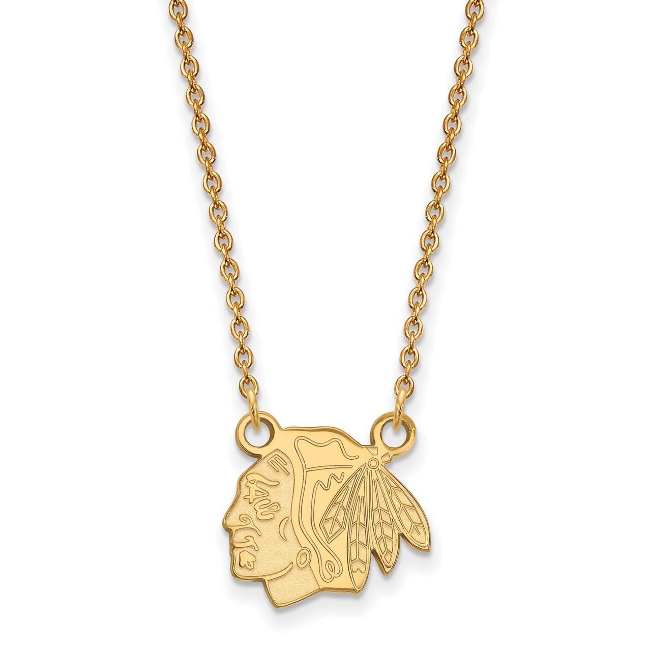 Chicago Blackhawks Small Pendant with Chain Necklace 10k Yellow Gold 1Y015BLA-18, MPN: 1Y015BLA-18,…
