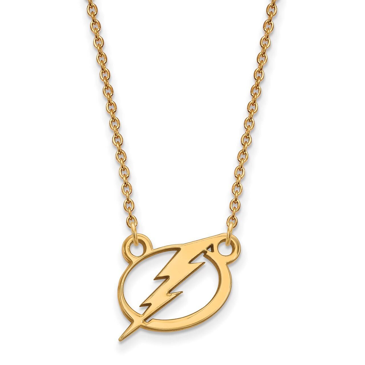 Tampa Bay Ligtning Small Pendant with Chain Necklace 10k Yellow Gold 1Y015LIG-18