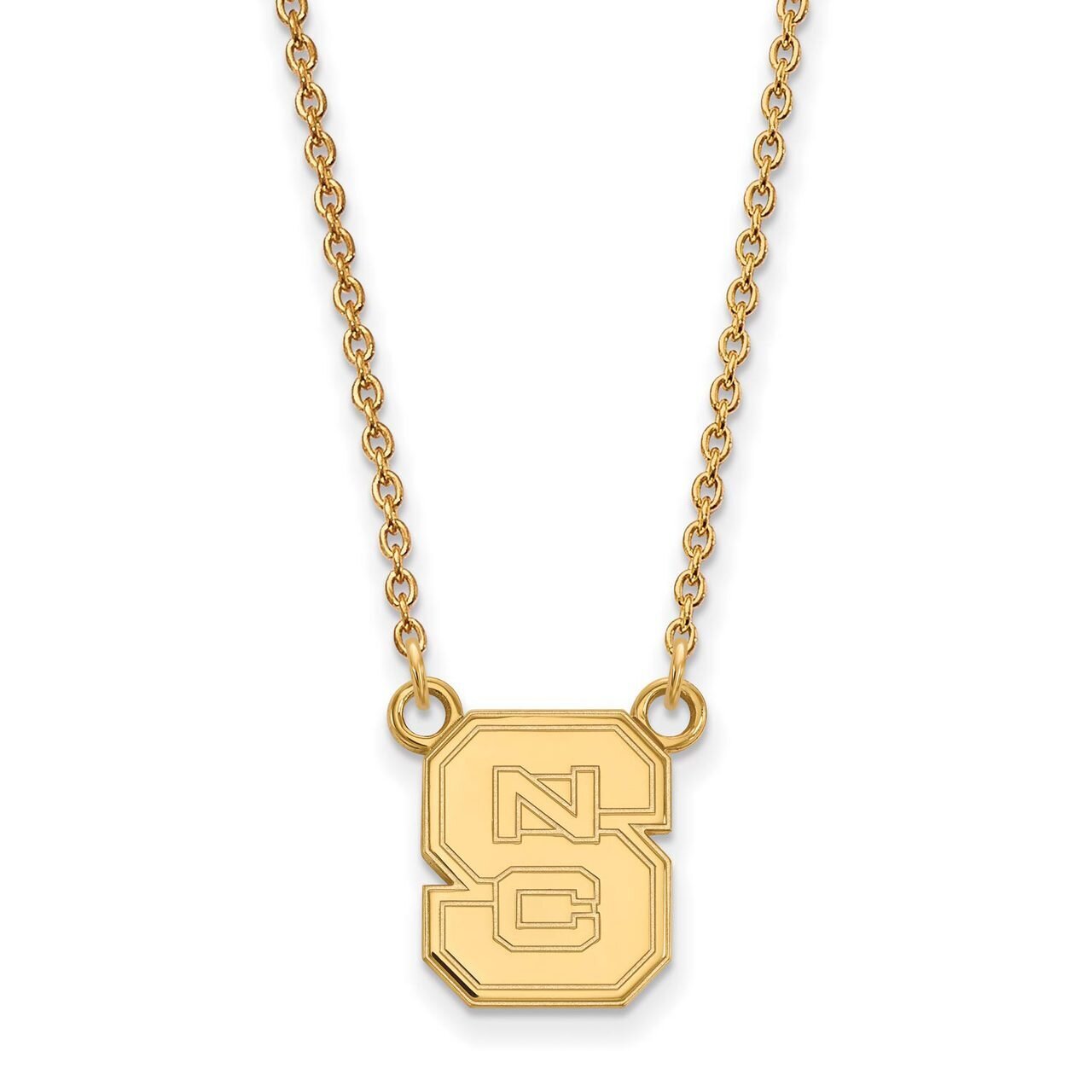 North Carolina State University Small Pendant with Chain Necklace 10k Yellow Gold 1Y015NCS-18