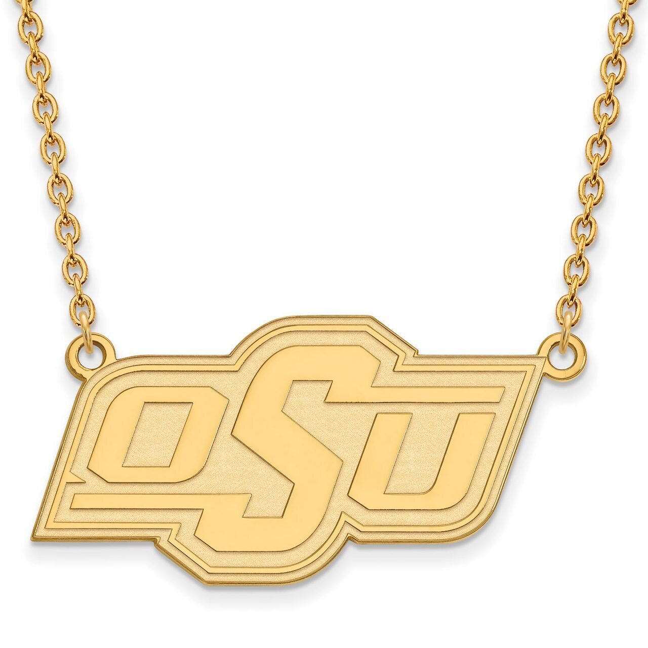 Oklahoma State University Large Pendant with Chain Necklace 10k Yellow Gold 1Y015OKS-18