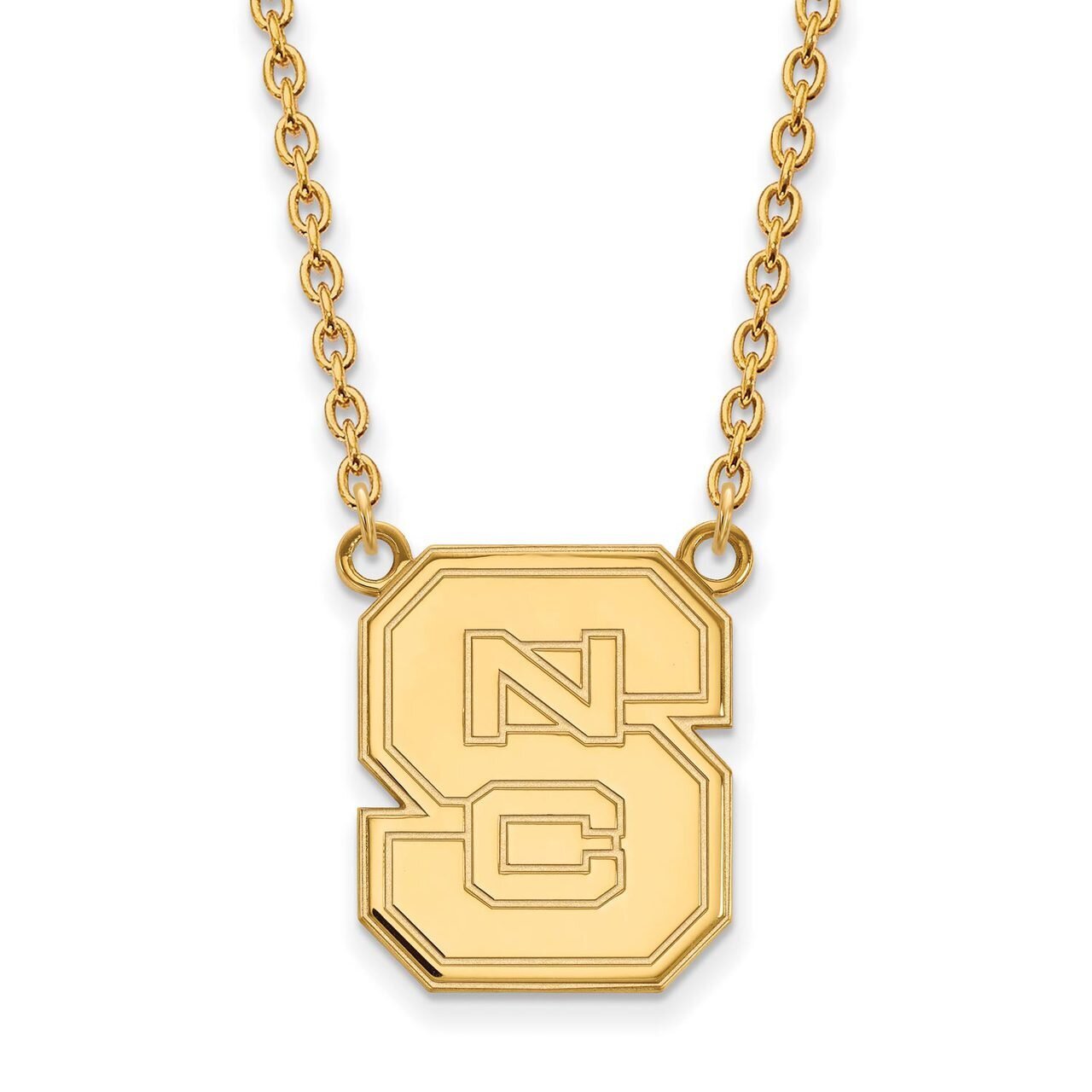 North Carolina State University Large Pendant with Chain Necklace 10k Yellow Gold 1Y016NCS-18