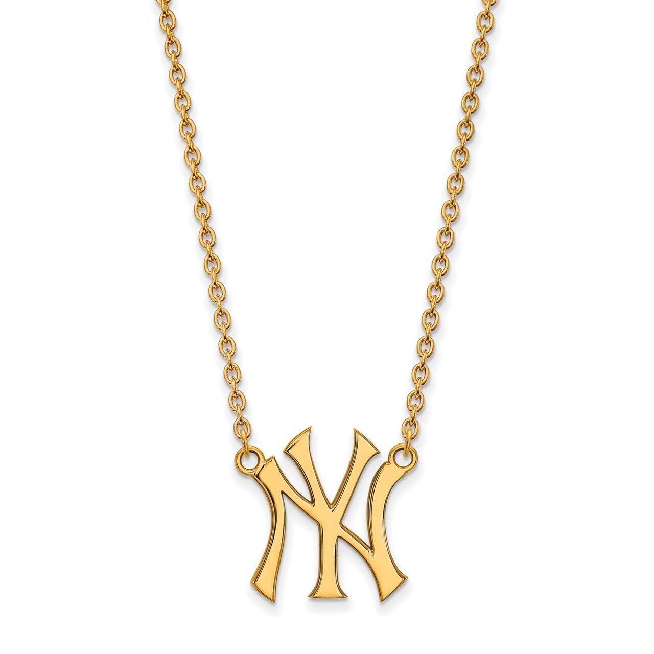 New York Yankees Large Pendant with Chain Necklace 10k Yellow Gold 1Y016YAN-18, MPN: 1Y016YAN-18, 8…