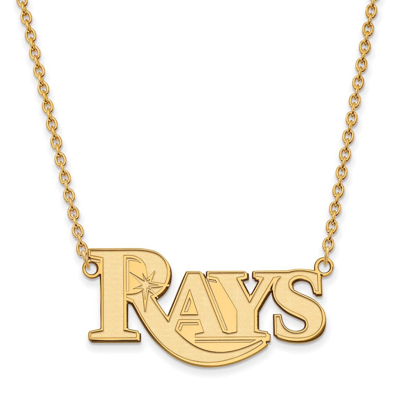 Tampa Bay Rays Large Pendant with Chain Necklace 10k Yellow Gold 1Y019DEV-18