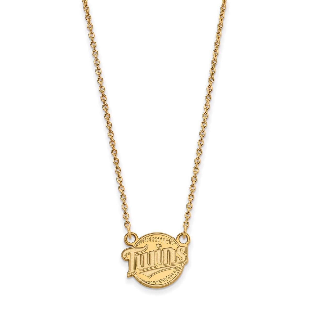 Minnesota Twins Small Pendant with Chain Necklace 10k Yellow Gold 1Y022TWN-18