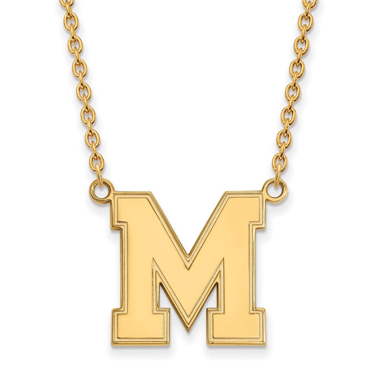 Univeristy of Memphis Large Pendant with Chain Necklace 10k Yellow Gold 1Y039UMP-18
