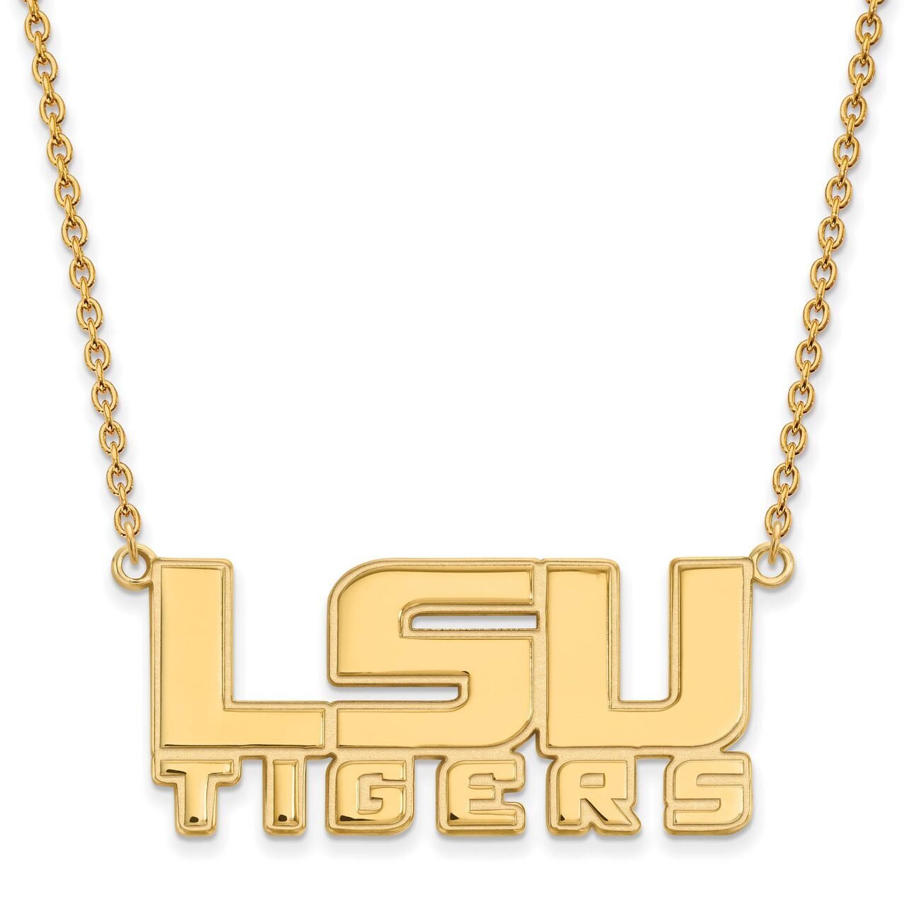 Louisiana State University Large Pendant with Chain Necklace 10k Yellow Gold 1Y048LSU-18