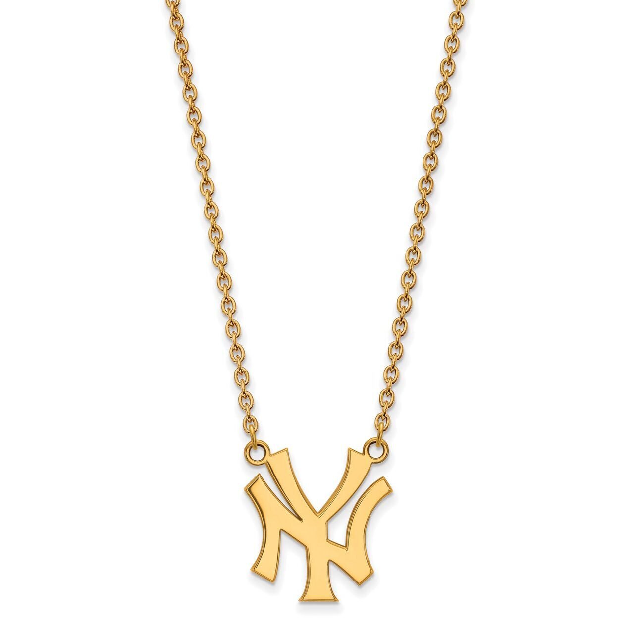 New York Yankees Large Pendant with Chain Necklace 10k Yellow Gold 1Y052YAN-18