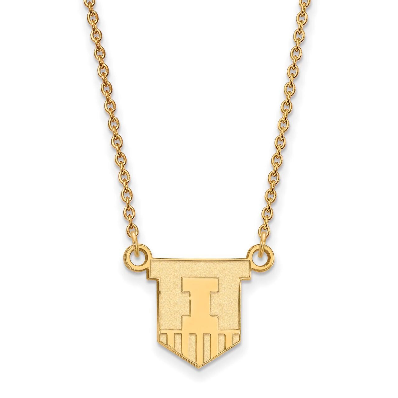 University of Illinois Small Pendant with Chain Necklace 10k Yellow Gold 1Y054UIL-18, MPN: 1Y054UIL…