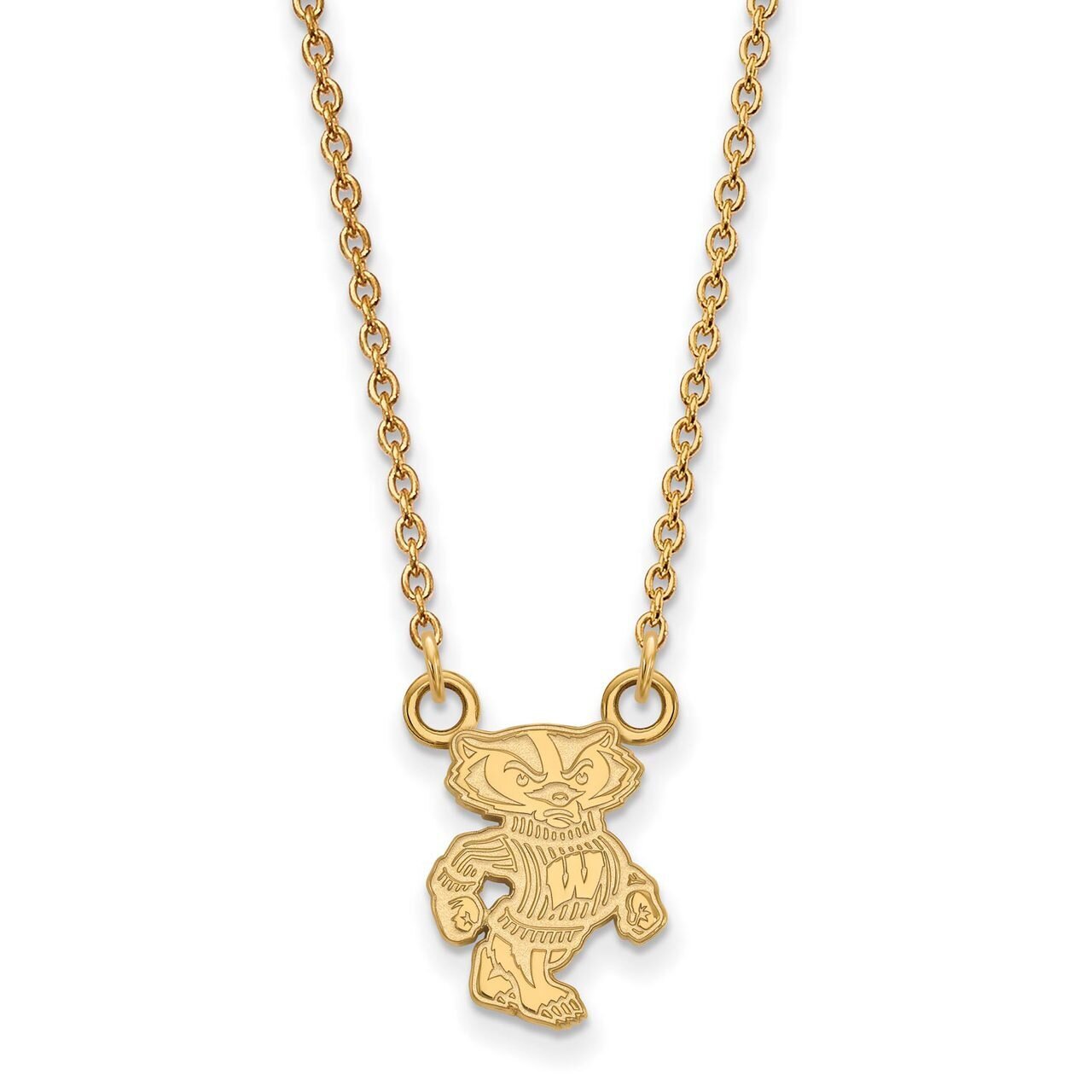 University of Wisconsin Small Pendant with Chain Necklace 10k Yellow Gold 1Y054UWI-18