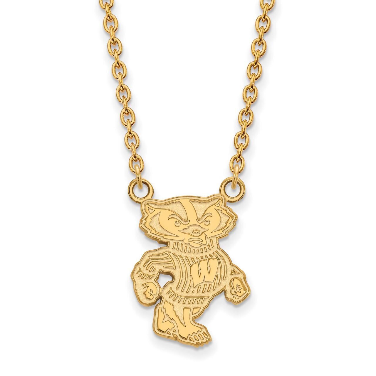 University of Wisconsin Large Pendant with Chain Necklace 10k Yellow Gold 1Y055UWI-18, MPN: 1Y055UW…