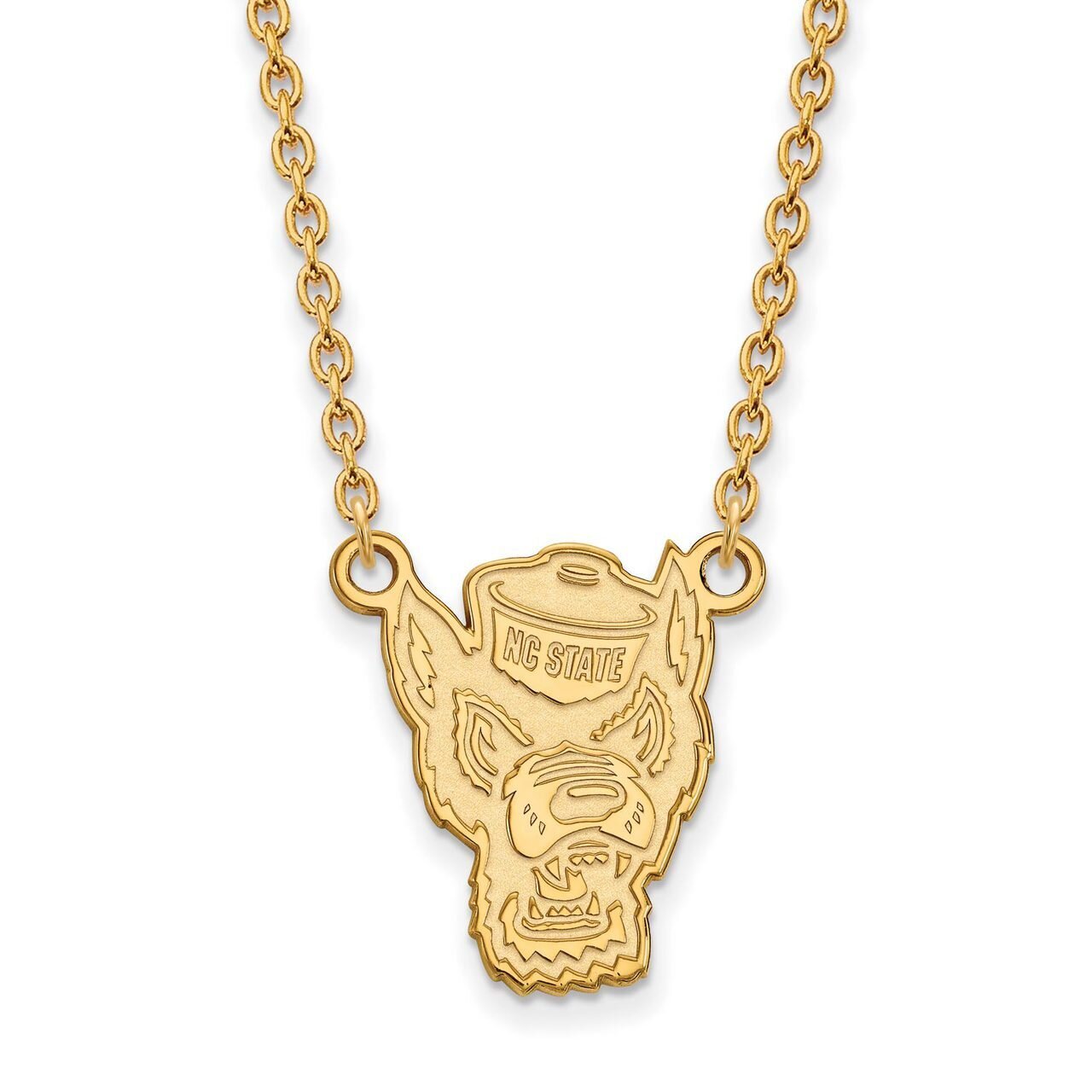 North Carolina State University Large Pendant with Chain Necklace 10k Yellow Gold 1Y057NCS-18