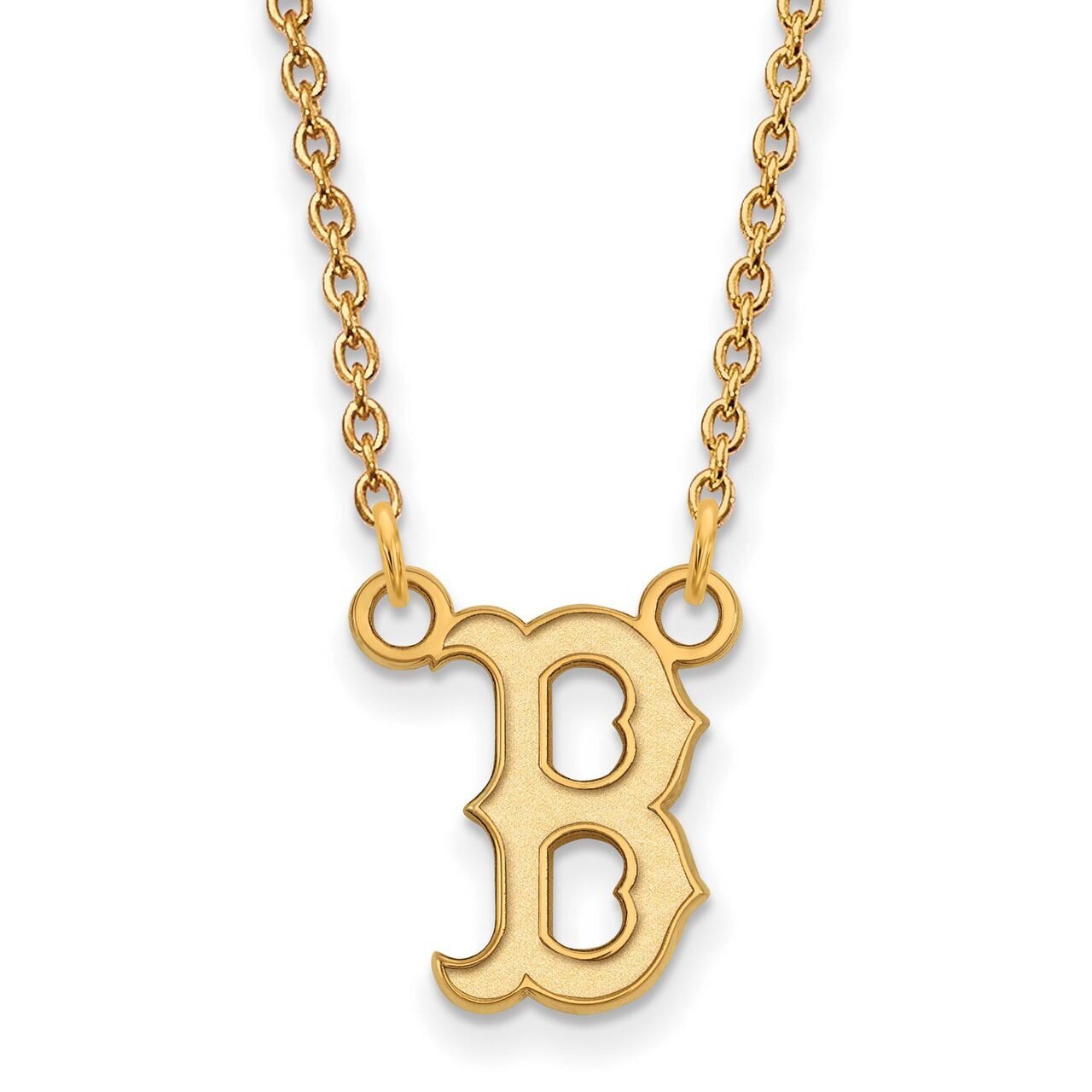 Boston Red Sox Small Pendant with Chain Necklace 10k Yellow Gold 1Y059RSO-18