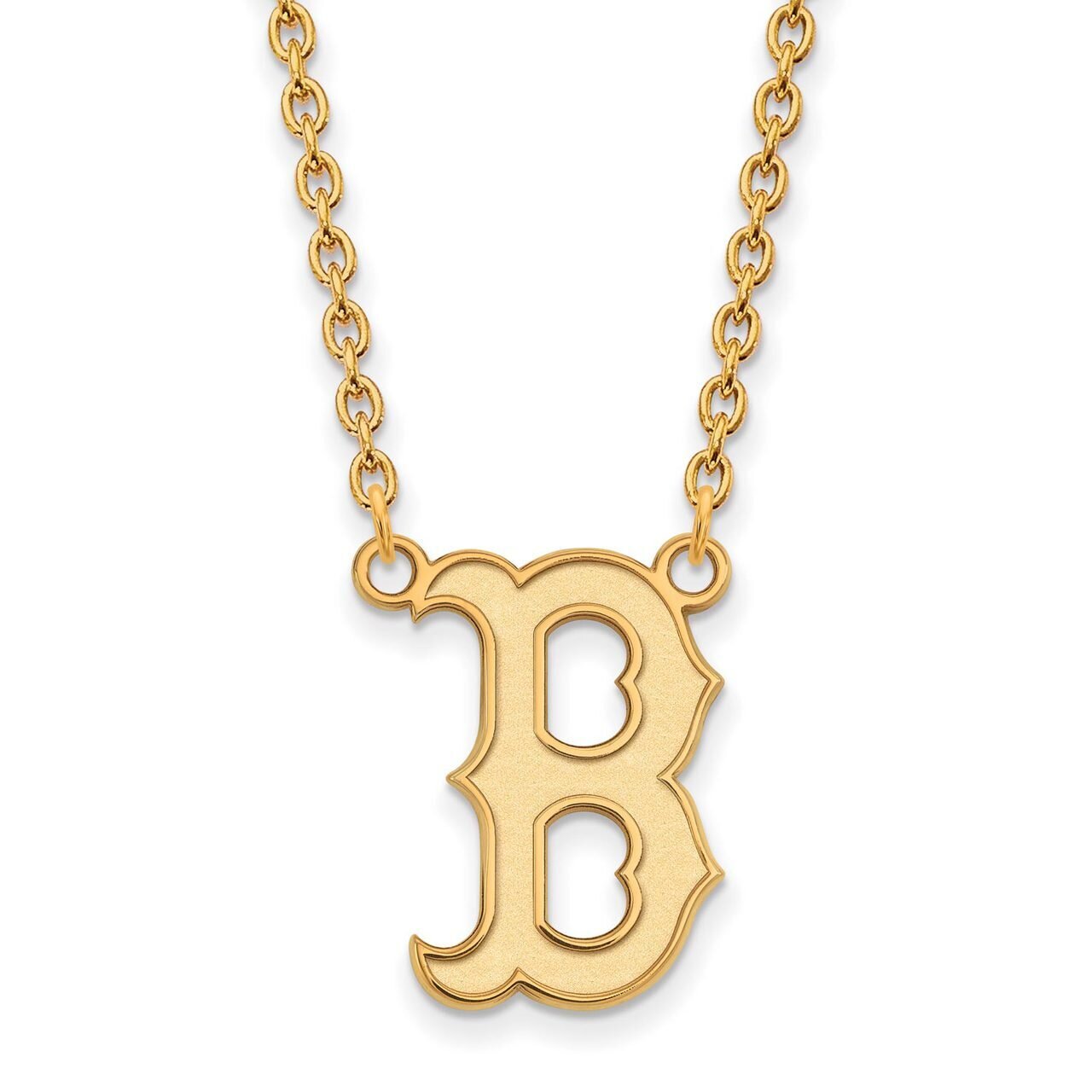 Boston Red Sox Large Pendant with Chain Necklace 10k Yellow Gold 1Y060RSO-18