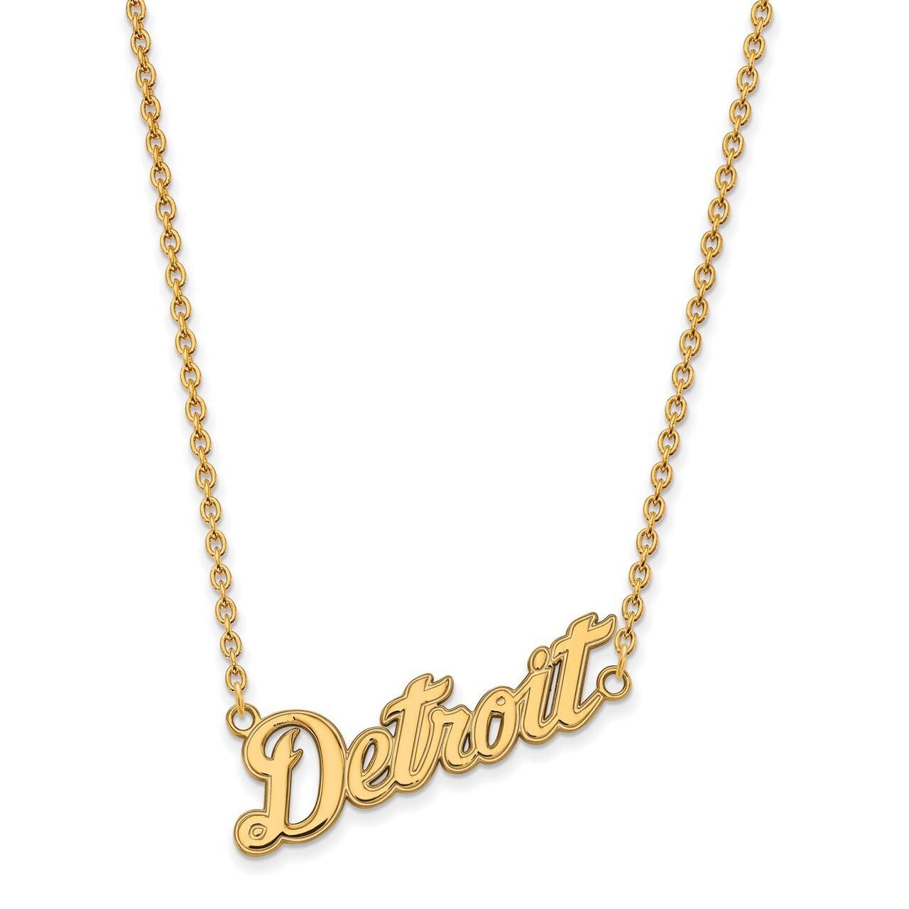 Detroit Tigers Large Pendant with Chain Necklace 10k Yellow Gold 1Y062TIG-18
