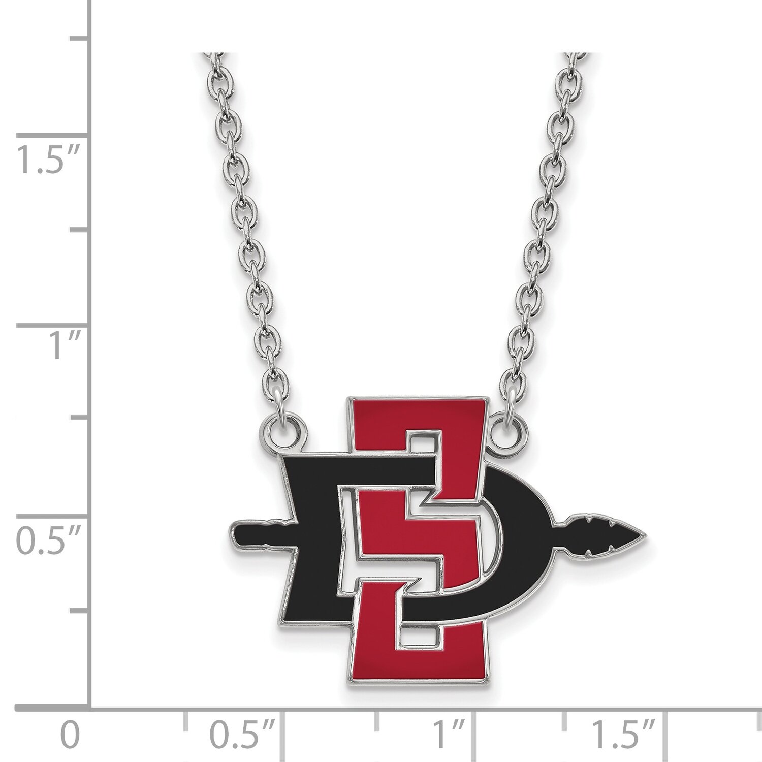 San Diego State University Large Pendant with Chain Necklace 14k White Gold 4W005SDS-18