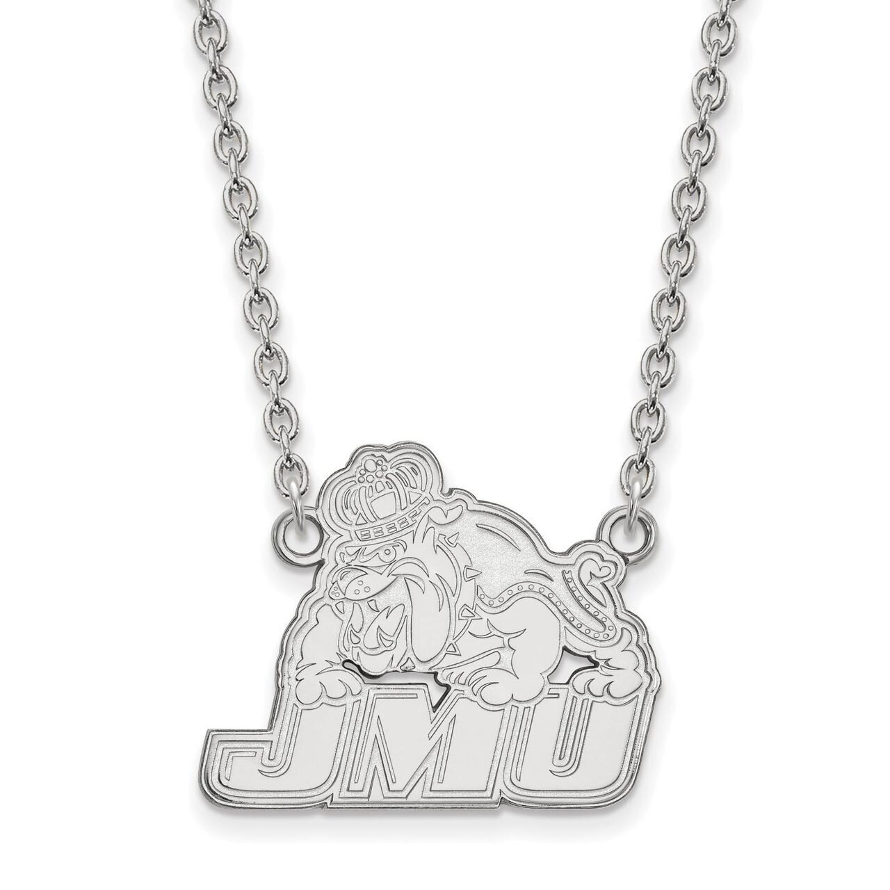 James Madison University Large Pendant with Chain Necklace 14k White Gold 4W006JMU-18