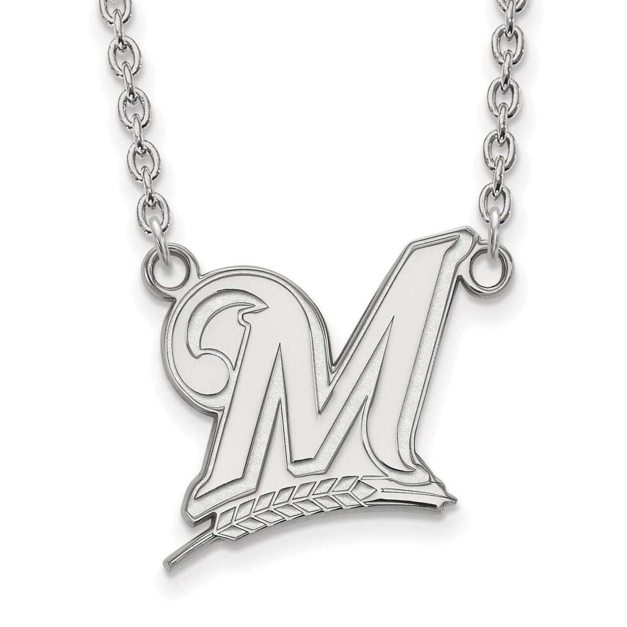 Milwaukee Brewers Large Pendant with Chain Necklace 14k White Gold 4W007BRE-18, MPN: 4W007BRE-18, 8…