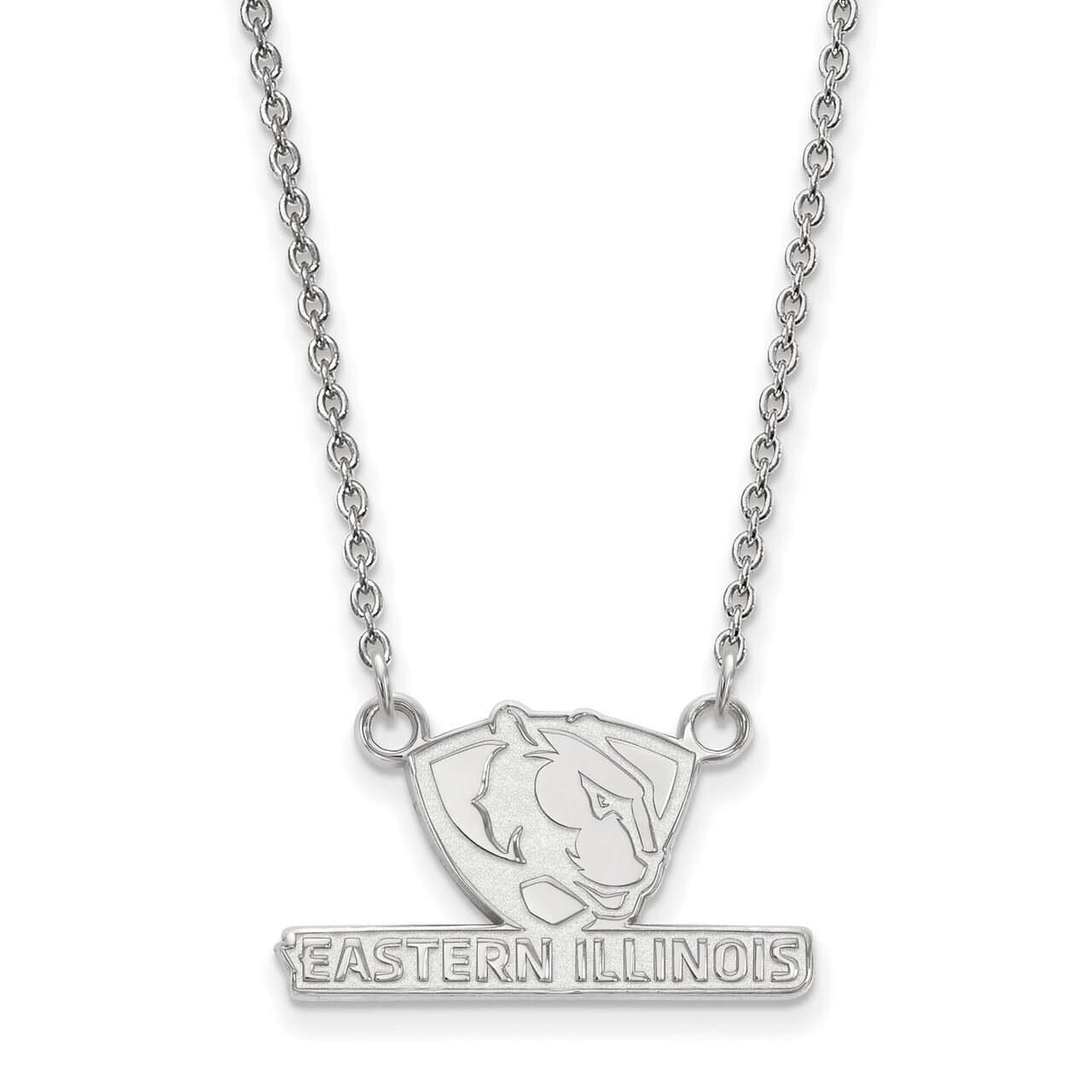 Eastern Illinois University Small Pendant with Chain Necklace 14k White Gold 4W007EIU-18