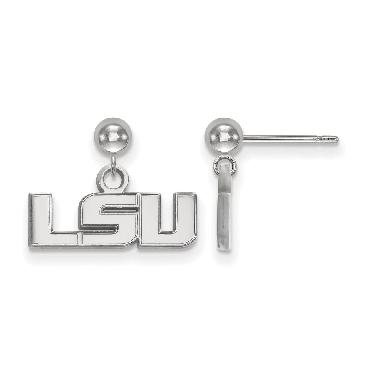 Louisiana State University Earring Dangle Ball 14k White Gold 4W007LSU