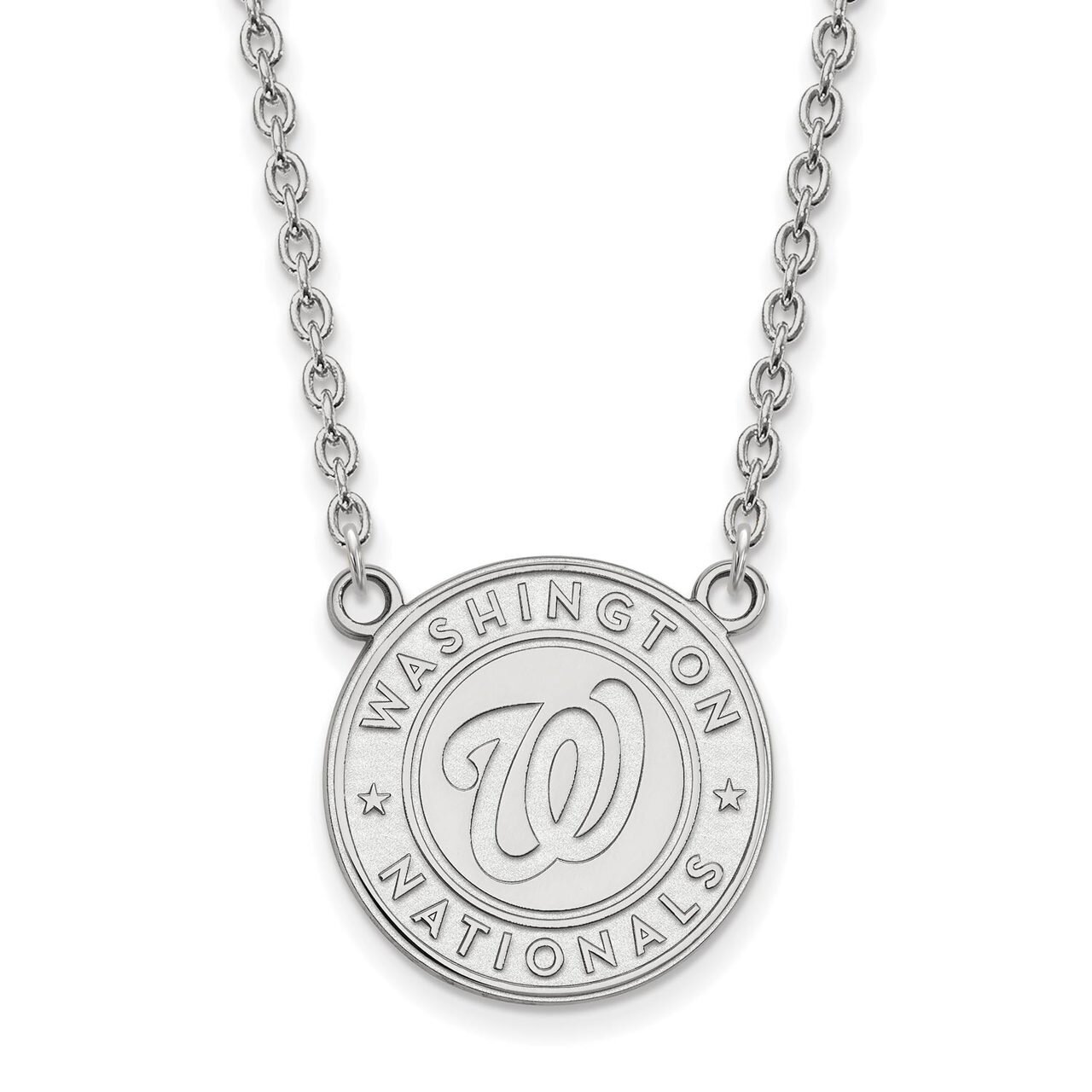 Washington Nationals Large Pendant with Chain Necklace 14k White Gold 4W007NAT-18