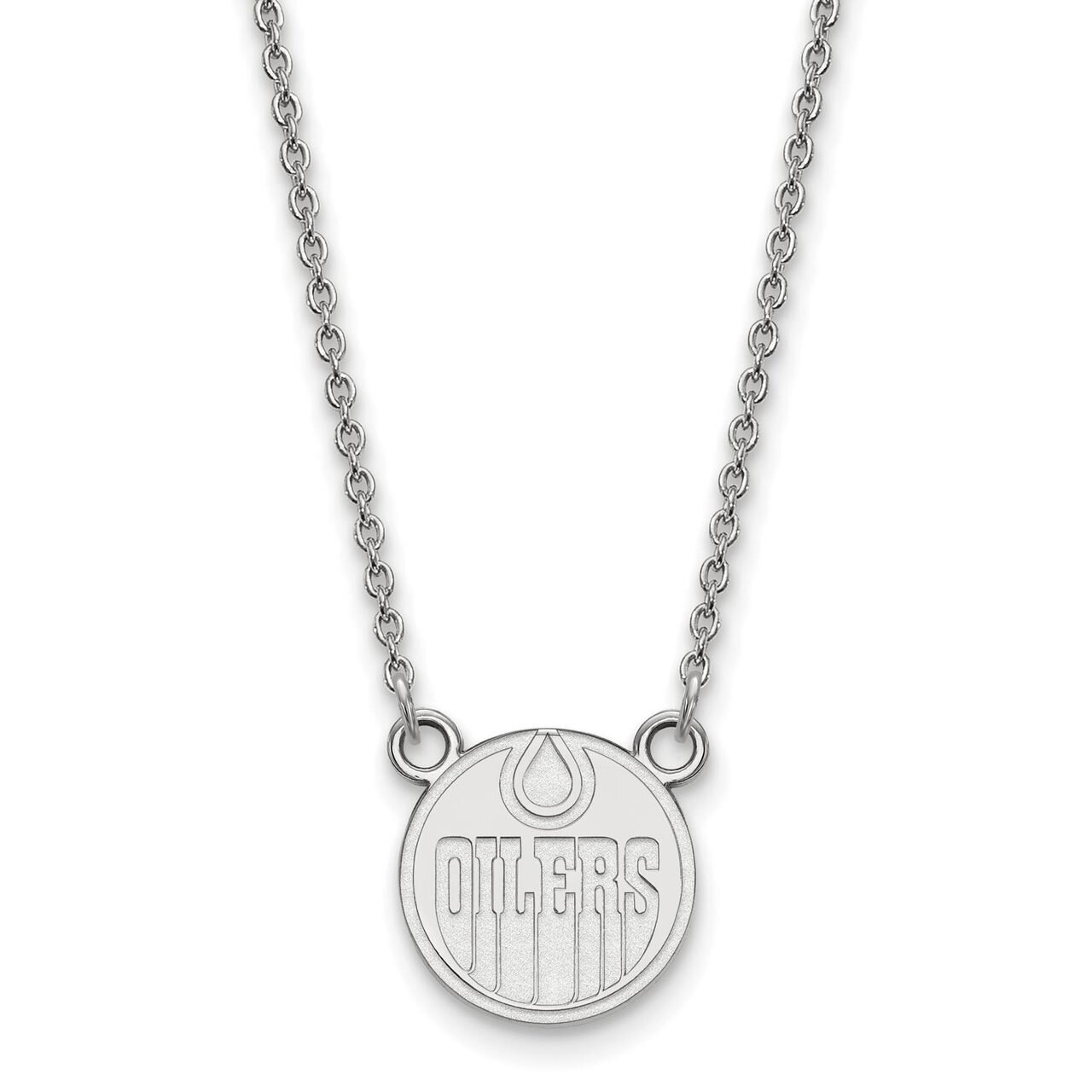 Edmonton Oilers Small Pendant with Chain Necklace 14k White Gold 4W007OIL-18