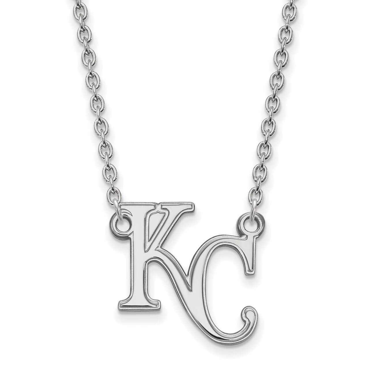 Kansas City Royals Large Pendant with Chain Necklace 14k White Gold 4W007ROY-18