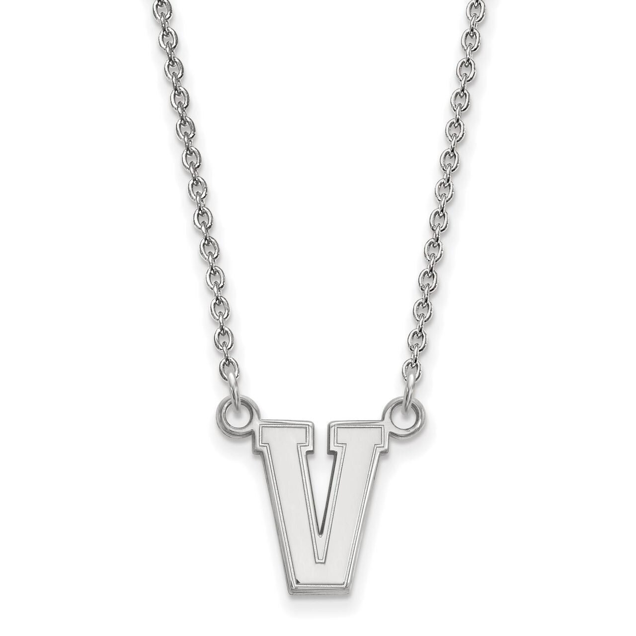 Vanderbilt University Small Pendant with Chain Necklace 14k White Gold 4W007VAU-18
