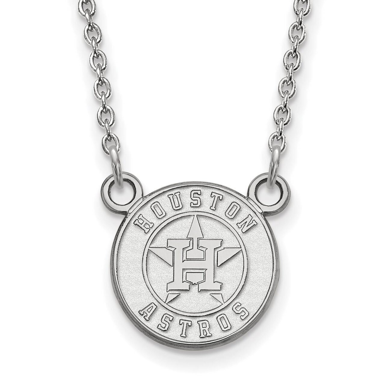 Houston Astros Small Pendant with Chain Necklace 14k White Gold 4W008AST-18