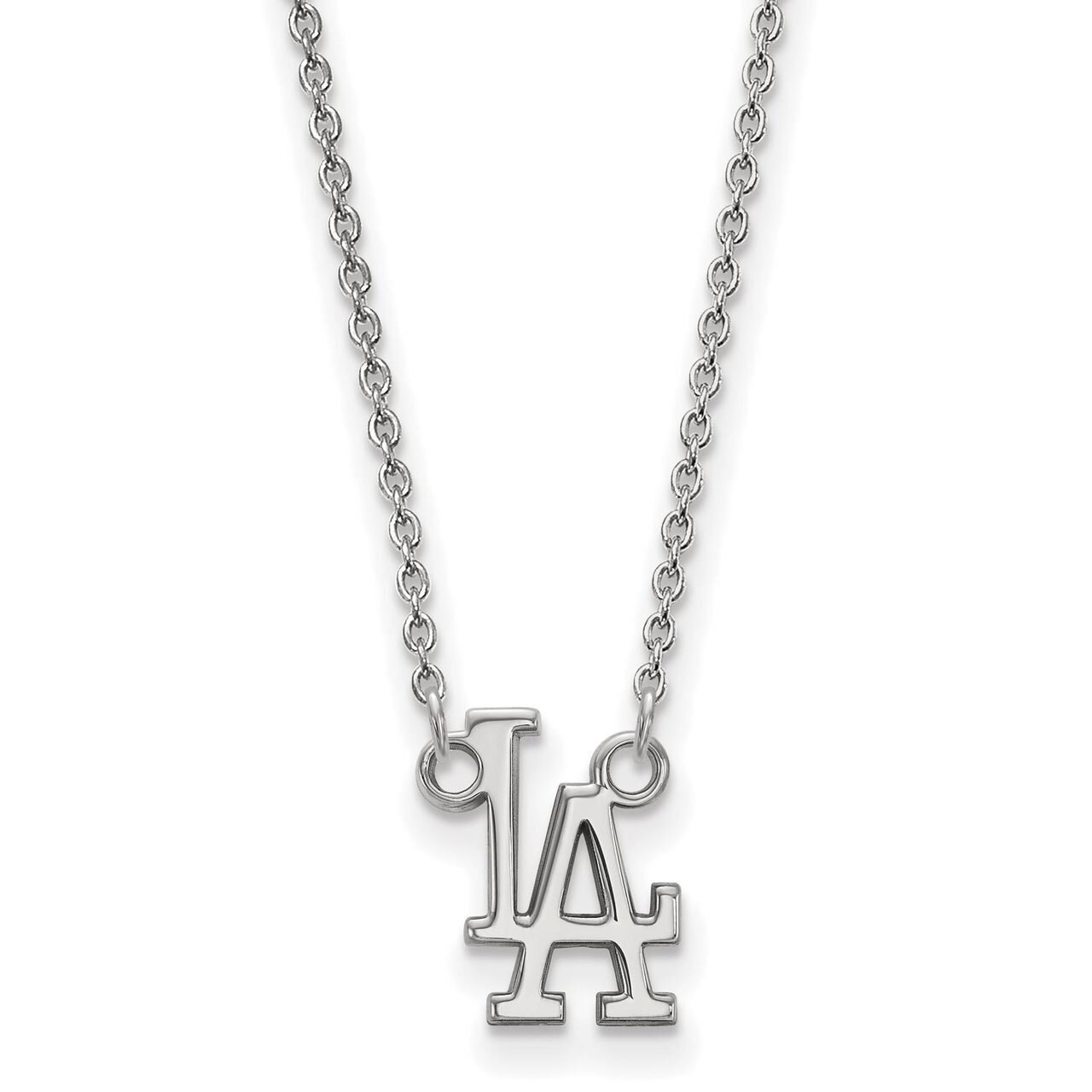 Los Angeles Dodgers Small Pendant with Chain Necklace 14k White Gold 4W008DOD-18