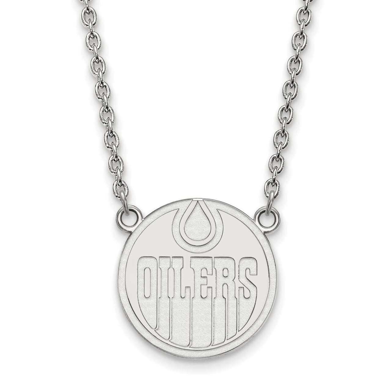 Edmonton Oilers Large Pendant with Chain Necklace 14k White Gold 4W008OIL-18