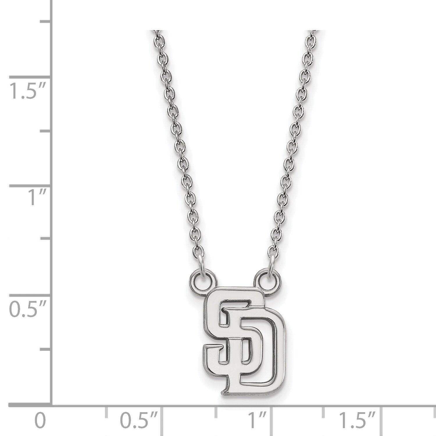 San Diego Padres Small Pendant with Chain Necklace 14k White Gold 4W008PAD-18
