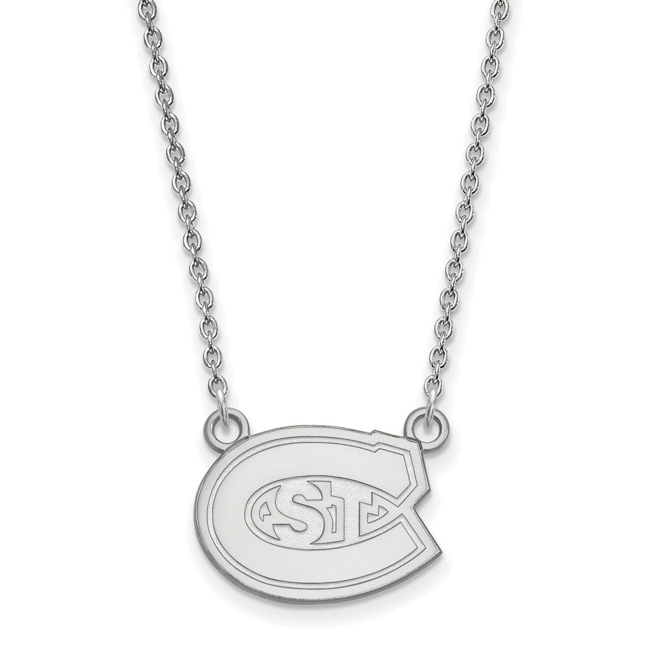 Saint Cloud State Small Pendant with Chain Necklace 14k White Gold 4W008STC-18