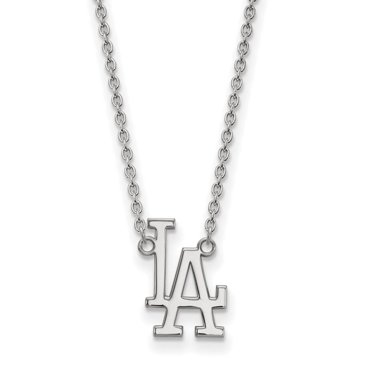 Los Angeles Dodgers Large Pendant with Chain Necklace 14k White Gold 4W009DOD-18