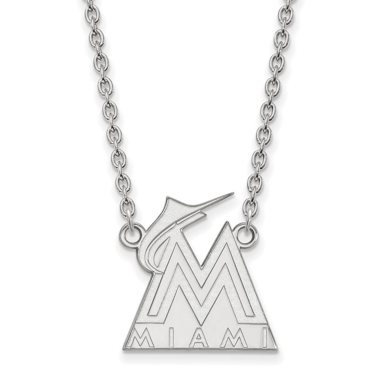 Miami Marlins Large Pendant with Chain Necklace 14k White Gold 4W009MIN-18, MPN: 4W009MIN-18, 88677…