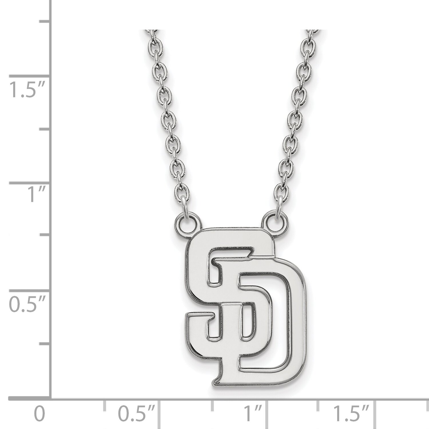 San Diego Padres Large Pendant with Chain Necklace 14k White Gold 4W009PAD-18