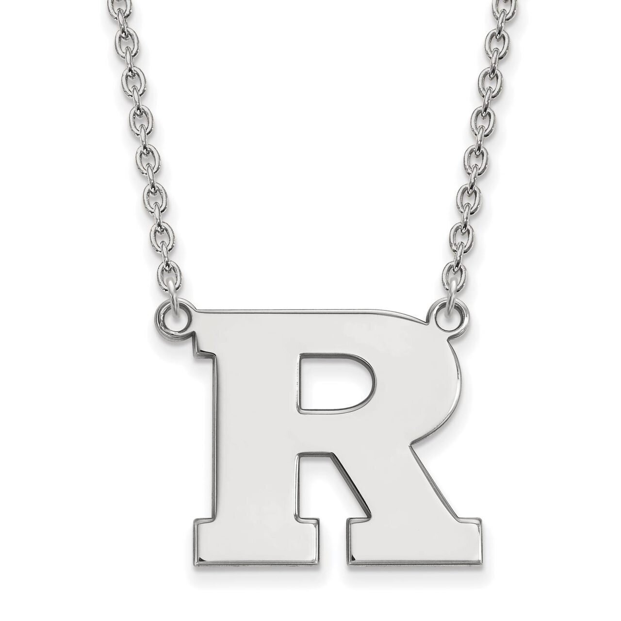 Rutgers Large Pendant with Chain Necklace 14k White Gold 4W009RUT-18
