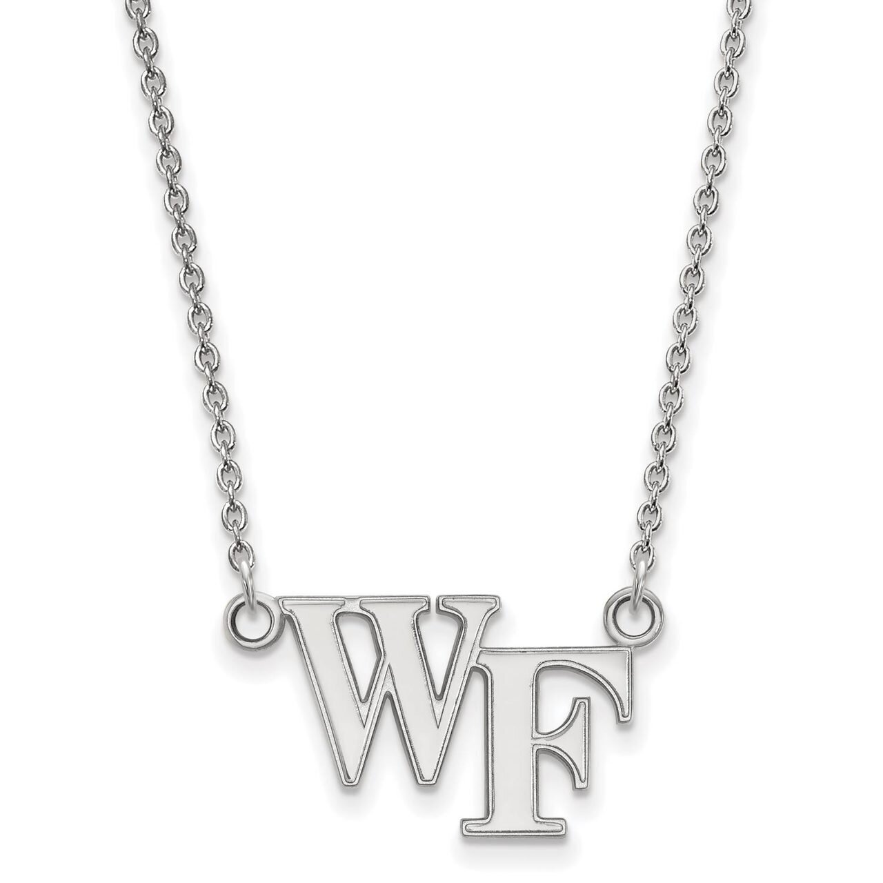 Wake Forest University Small Pendant with Chain Necklace 14k White Gold 4W009WFU-18