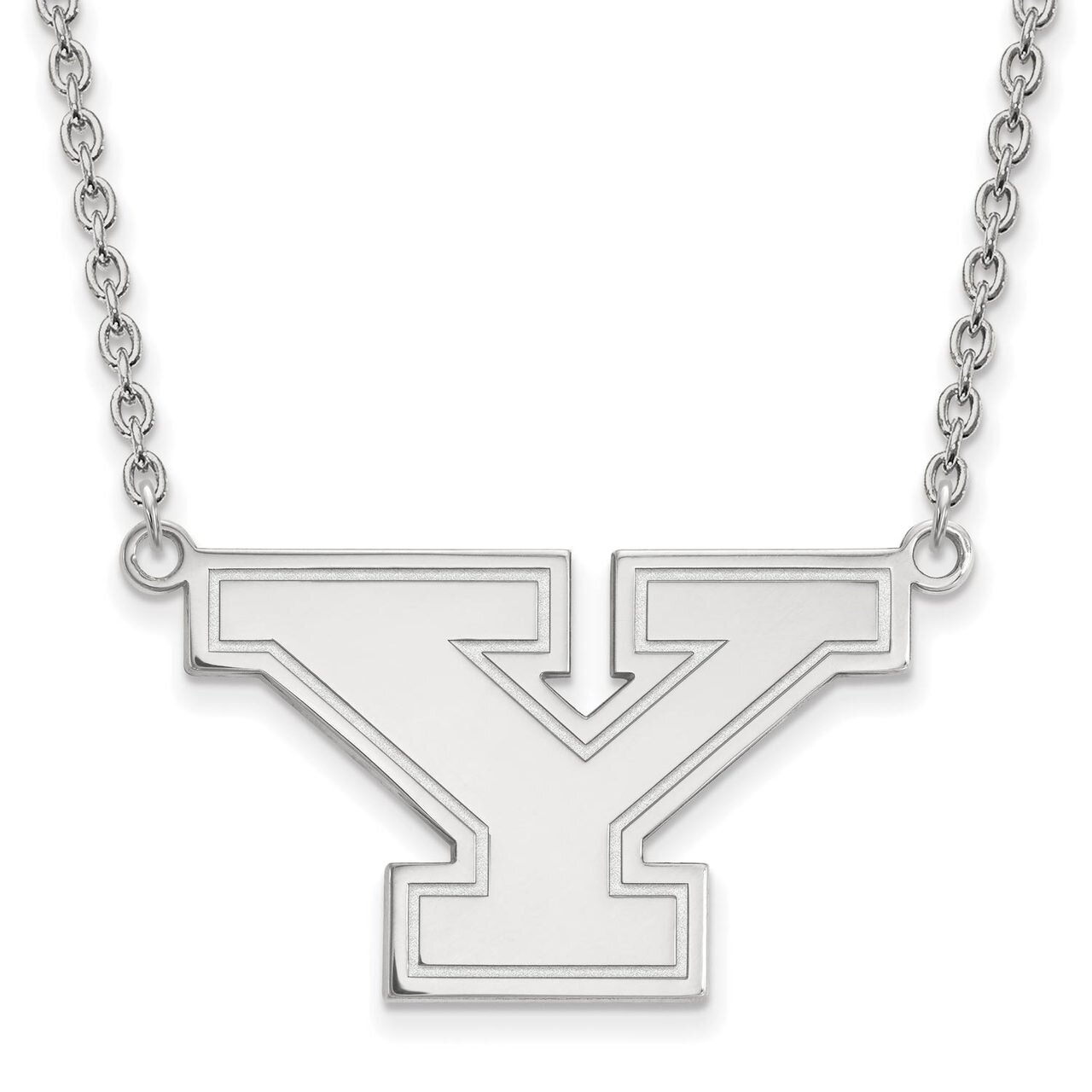 Youngstown State University Large Pendant with Chain Necklace 14k White Gold 4W009YSU-18