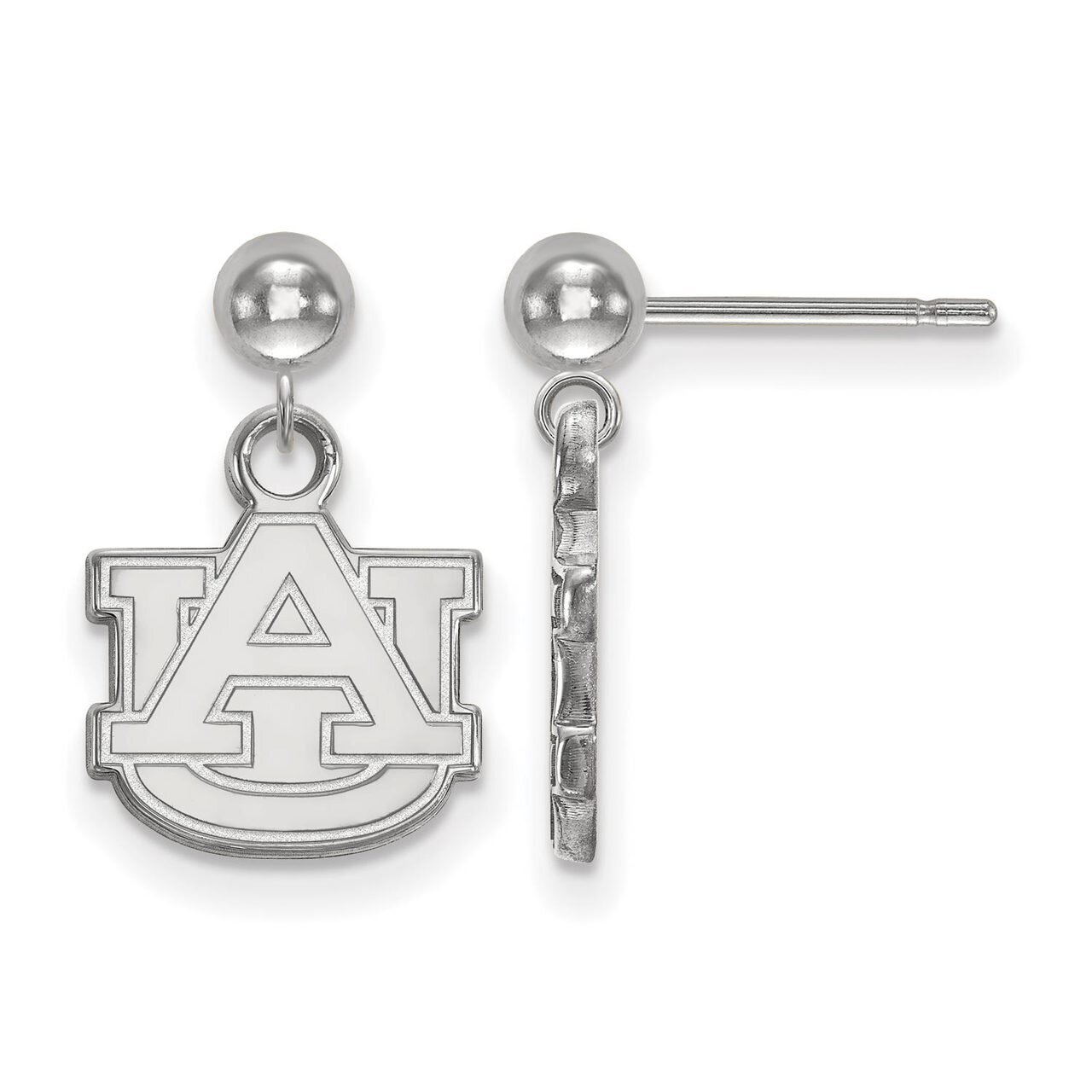 Auburn University Earring Dangle Ball 14k White Gold 4W010AU