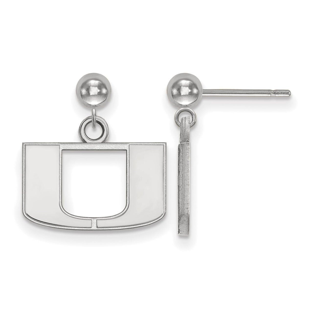 University of Miami Earring Dangle Ball 14k White Gold 4W010UMF, MPN: 4W010UMF, 886774838236