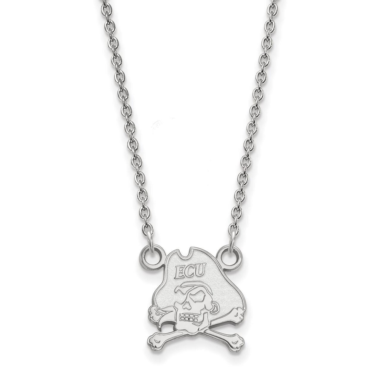 East Carolina University Small Pendant with Chain Necklace 14k White Gold 4W011ECU-18, MPN: 4W011EC…