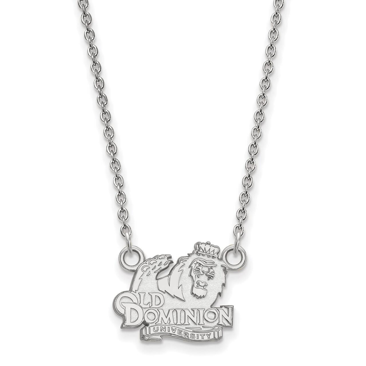 Old Dominion University Small Pendant with Chain Necklace 14k White Gold 4W011ODU-18