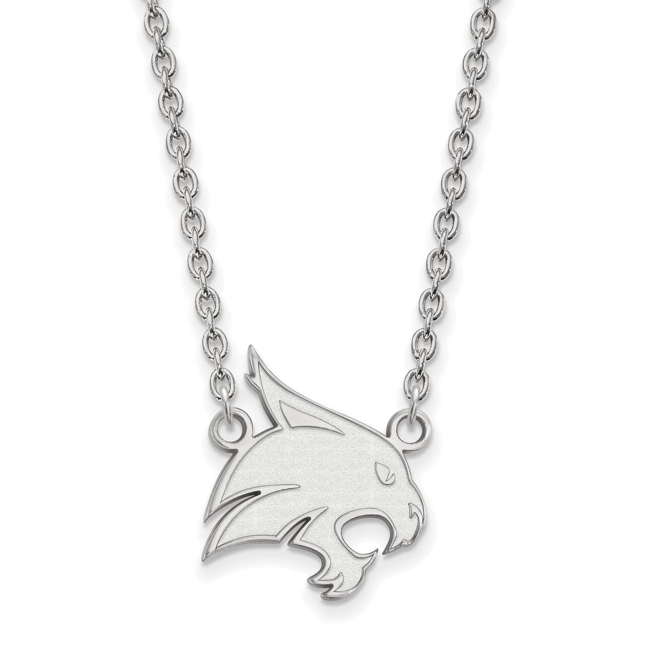 Texas State University Large Pendant with Chain Necklace 14k White Gold 4W012TST-18, MPN: 4W012TST-…