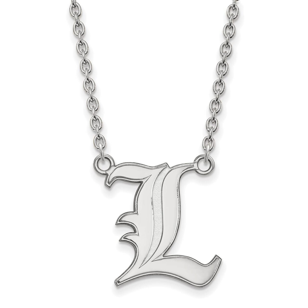 University of Louisville Large Pendant with Chain Necklace 14k White Gold 4W012UL-18