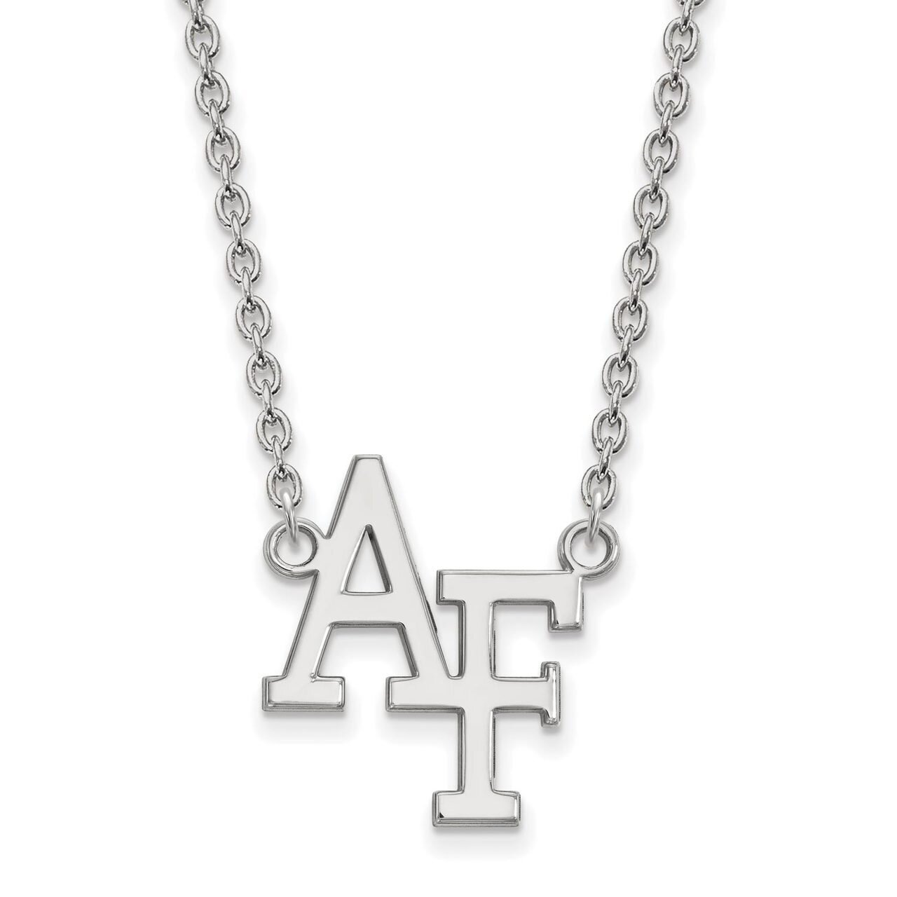 United States Air Force Academy Large Pendant with Chain Necklace 14k White Gold 4W012USA-18